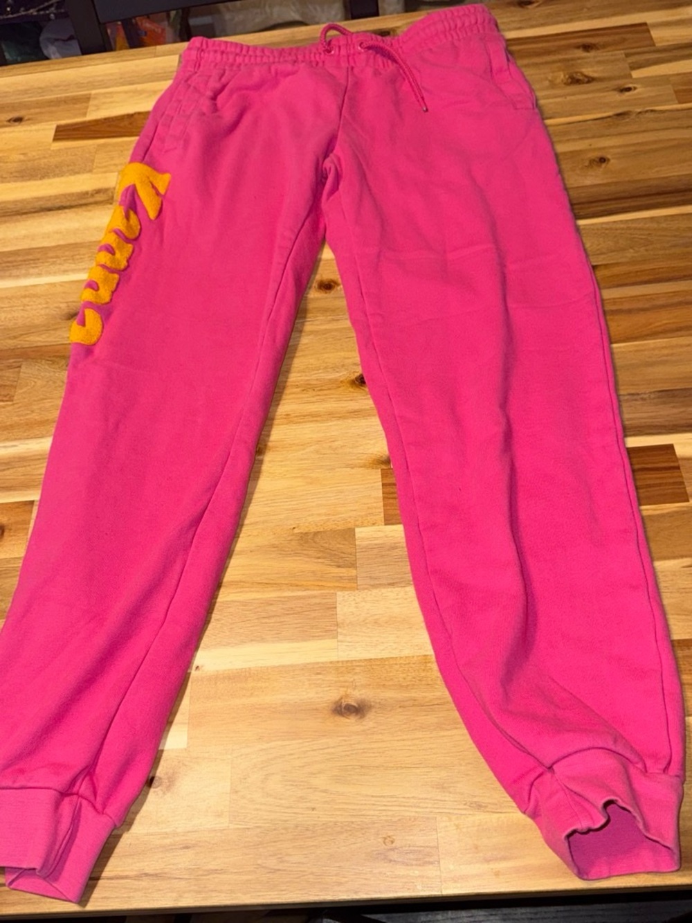 Kappa Hot Pink Track Joggers with Yellow Script